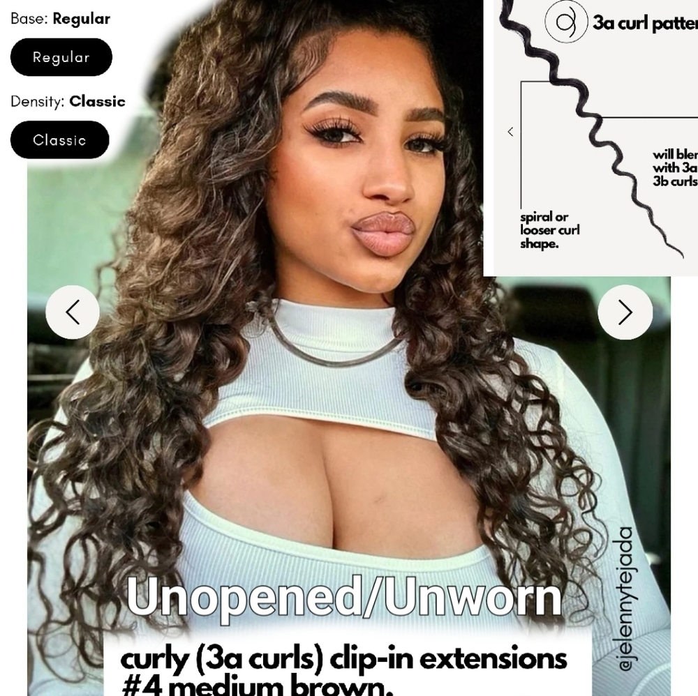 Curly (3a curls) Clip-in Invisible Extensions #4 Medium Brown by IrresistibleMe